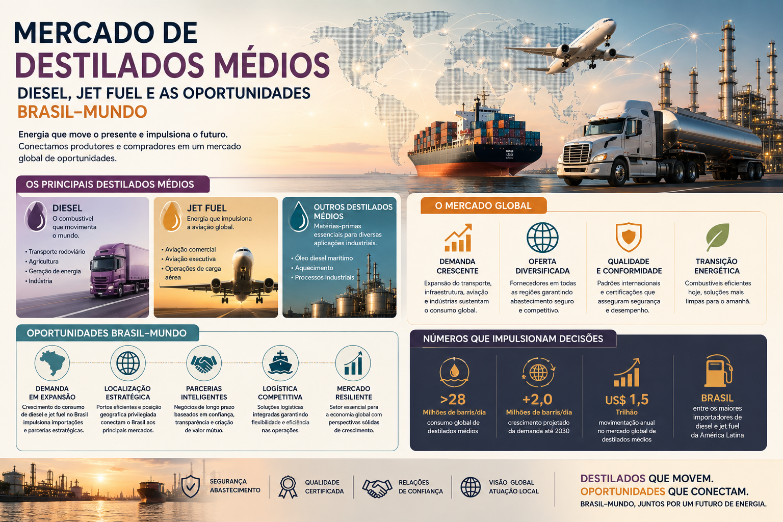 Mercado de destilados médios — diesel e jet fuel