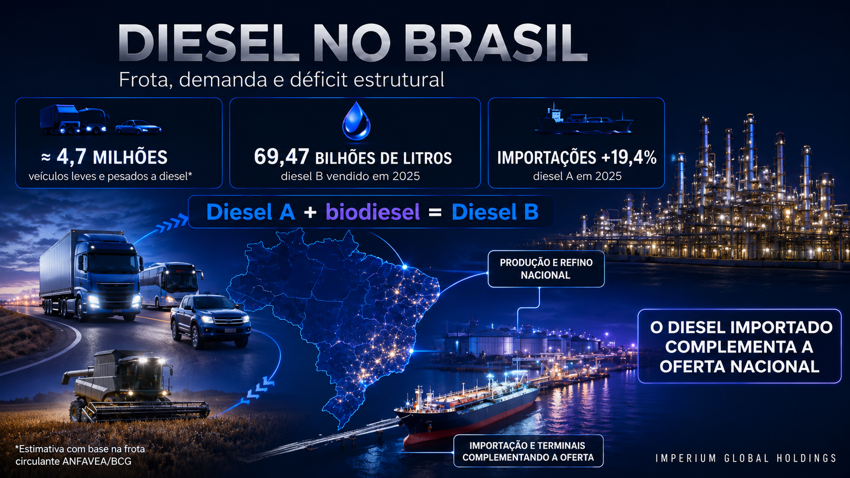 Diesel no Brasil — frota, demanda e déficit estrutural