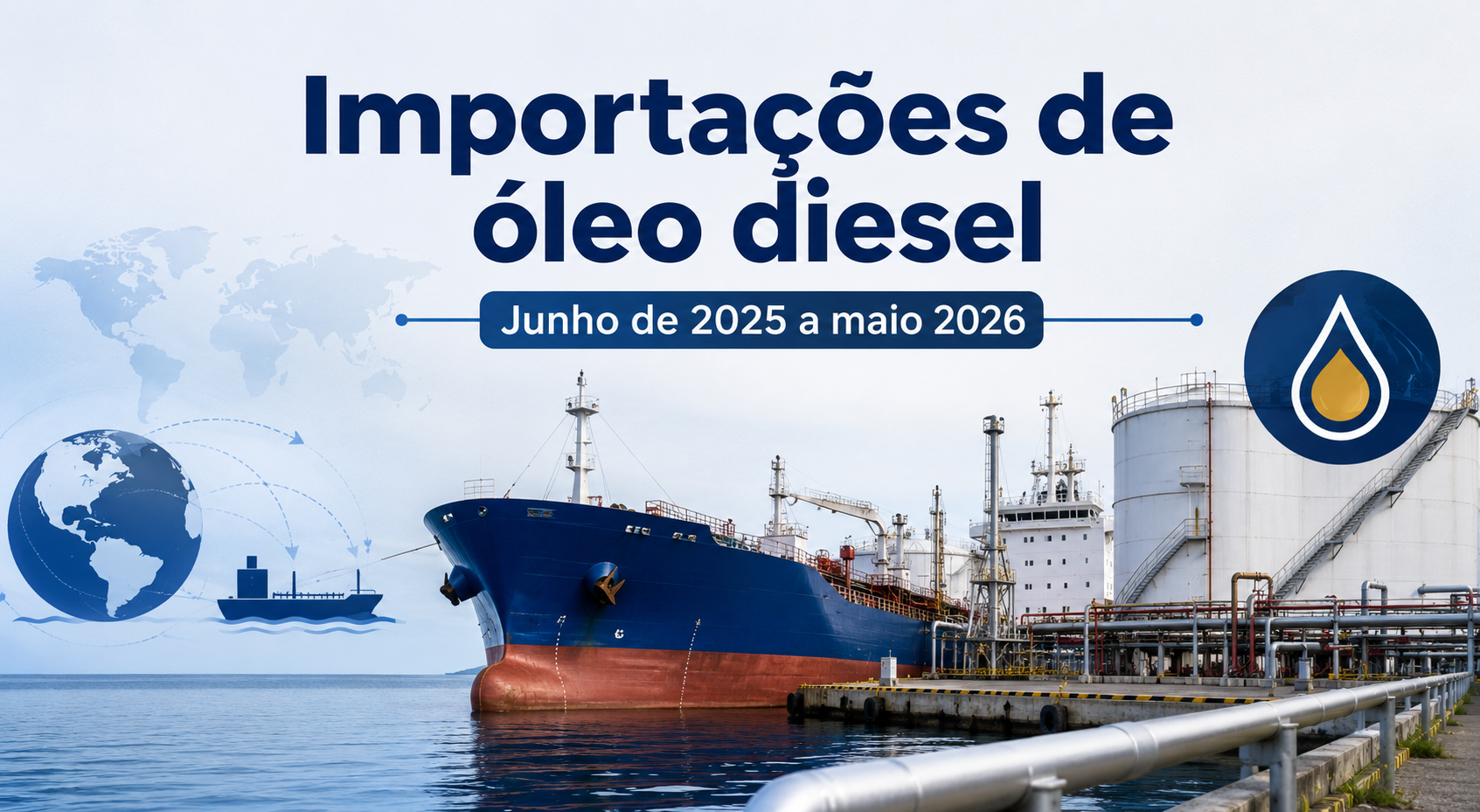 Importações de óleo diesel — junho de 2025 a maio de 2026