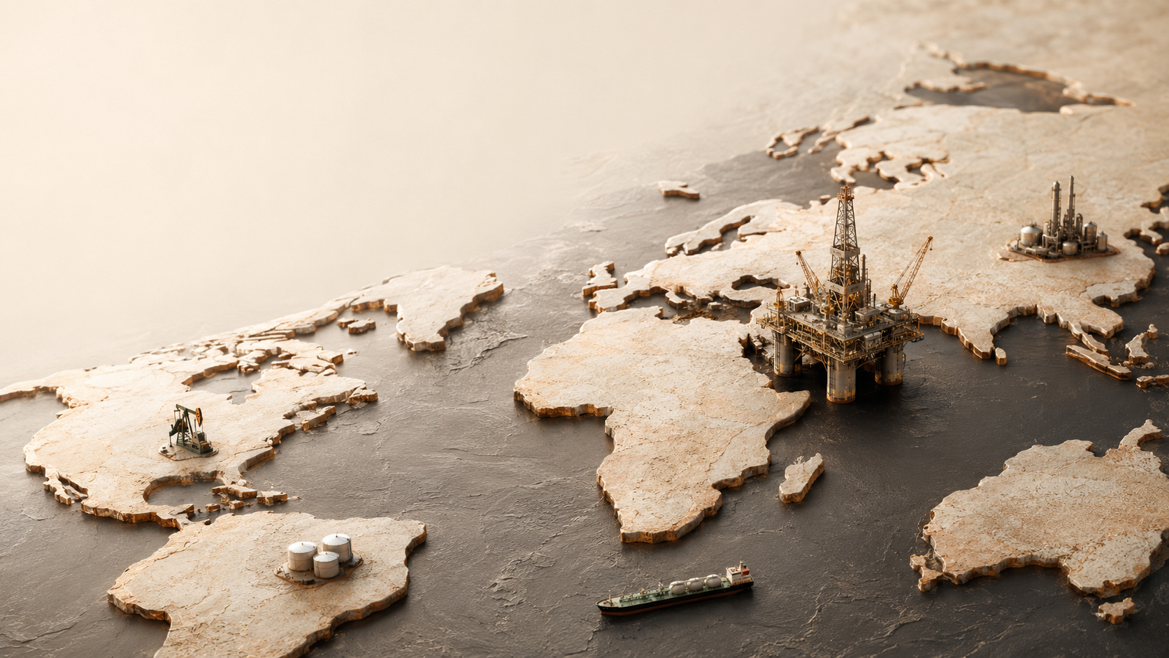 Mapa mundial de petróleo e plataformas